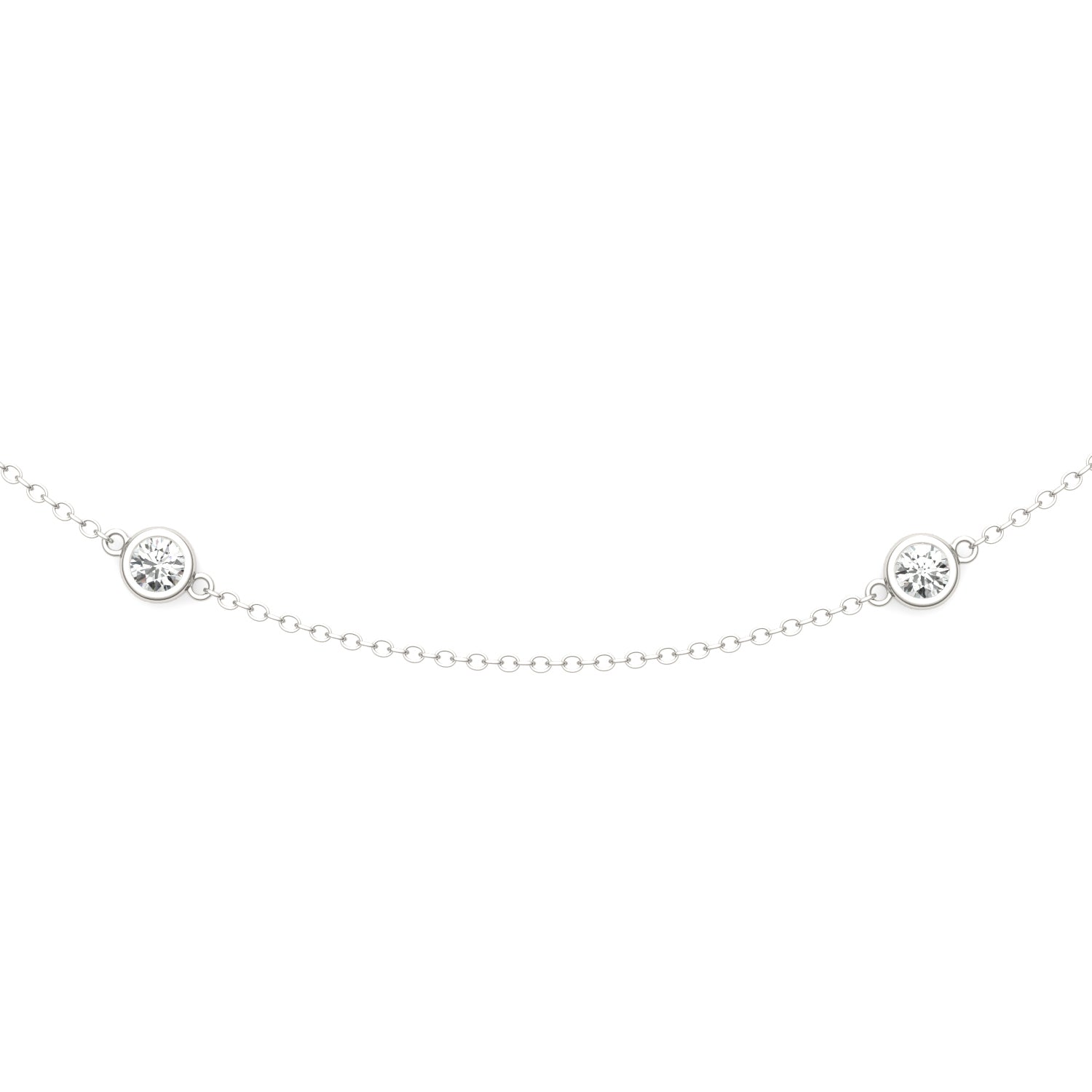 0.96 CTW DEW Round Moissanite Station Necklace in 925 Sterling Silver