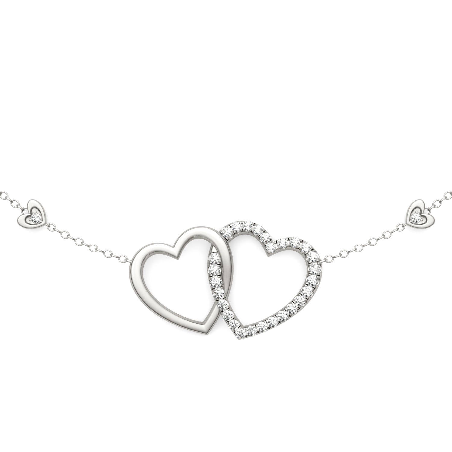 0.40 CTW DEW Moissanite Heart Station Necklace in Sterling Silver