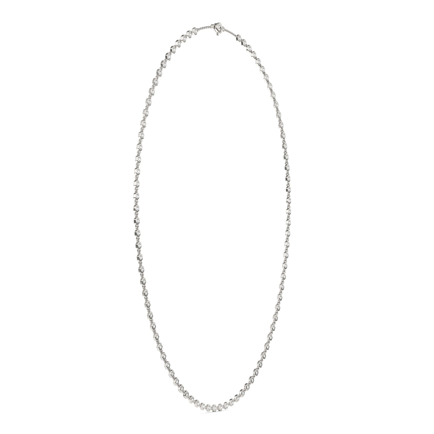 1.29 CTW DEW Round Moissanite Accented Necklace in 925 Sterling Silver