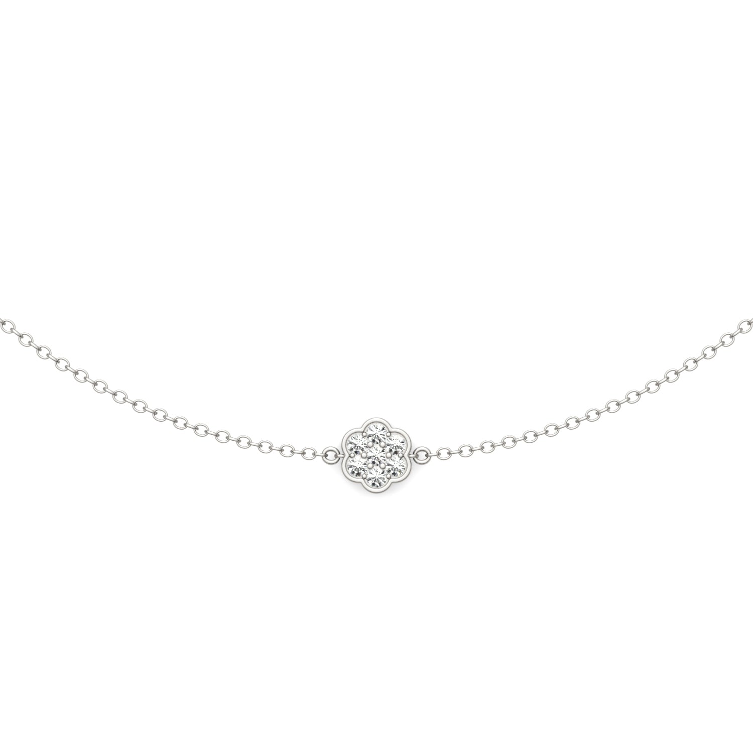 0.53 CTW DEW Round Moissanite Station Necklace in 925 Sterling Silver