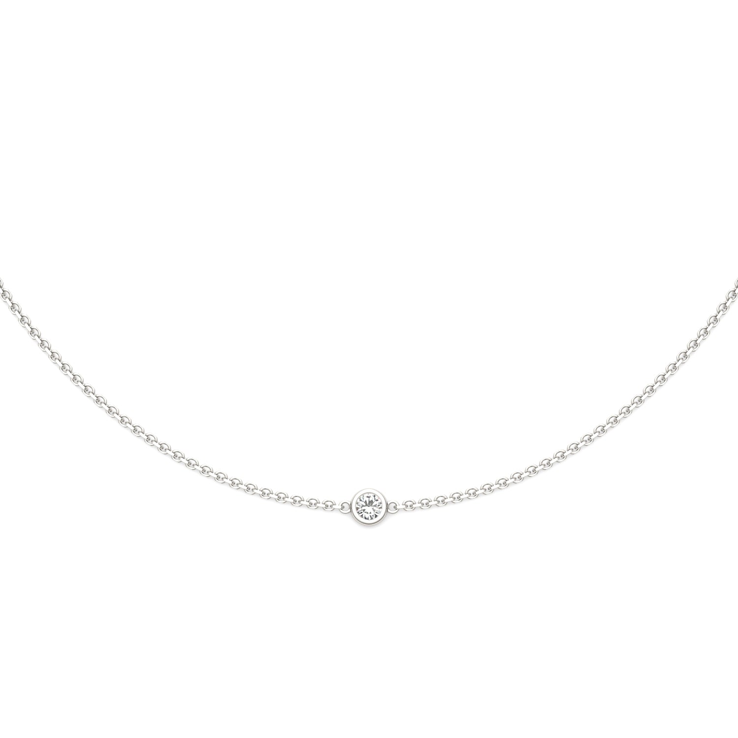 0.10 CTW DEW Round Moissanite Station Necklace in 925 Sterling Silver