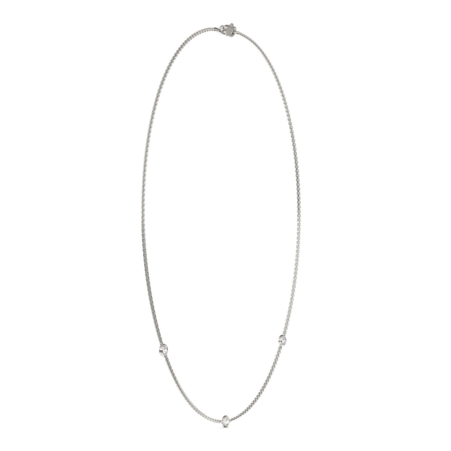 0.30 CTW DEW Round Moissanite Station Necklace in 925 Sterling Silver