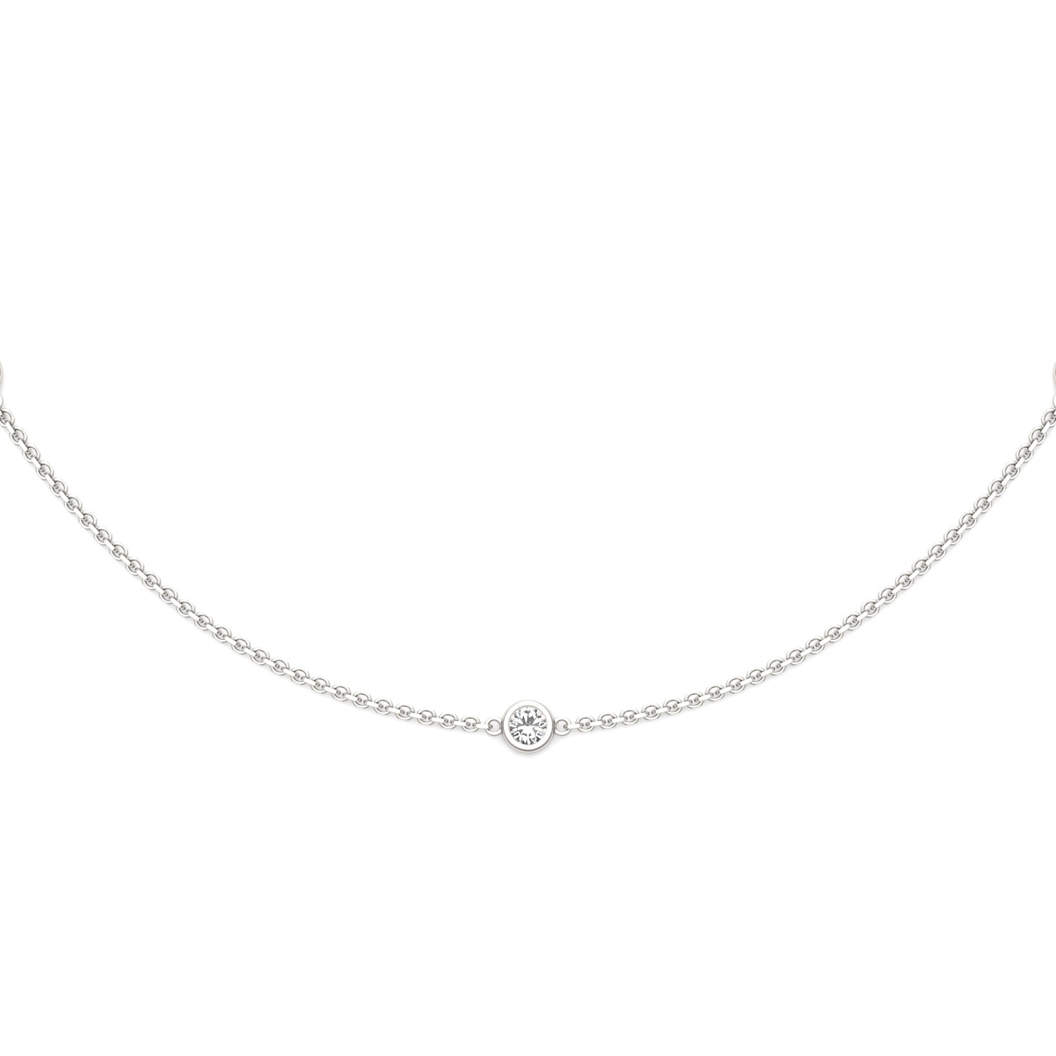 0.30 CTW DEW Round Moissanite Station Necklace in 925 Sterling Silver