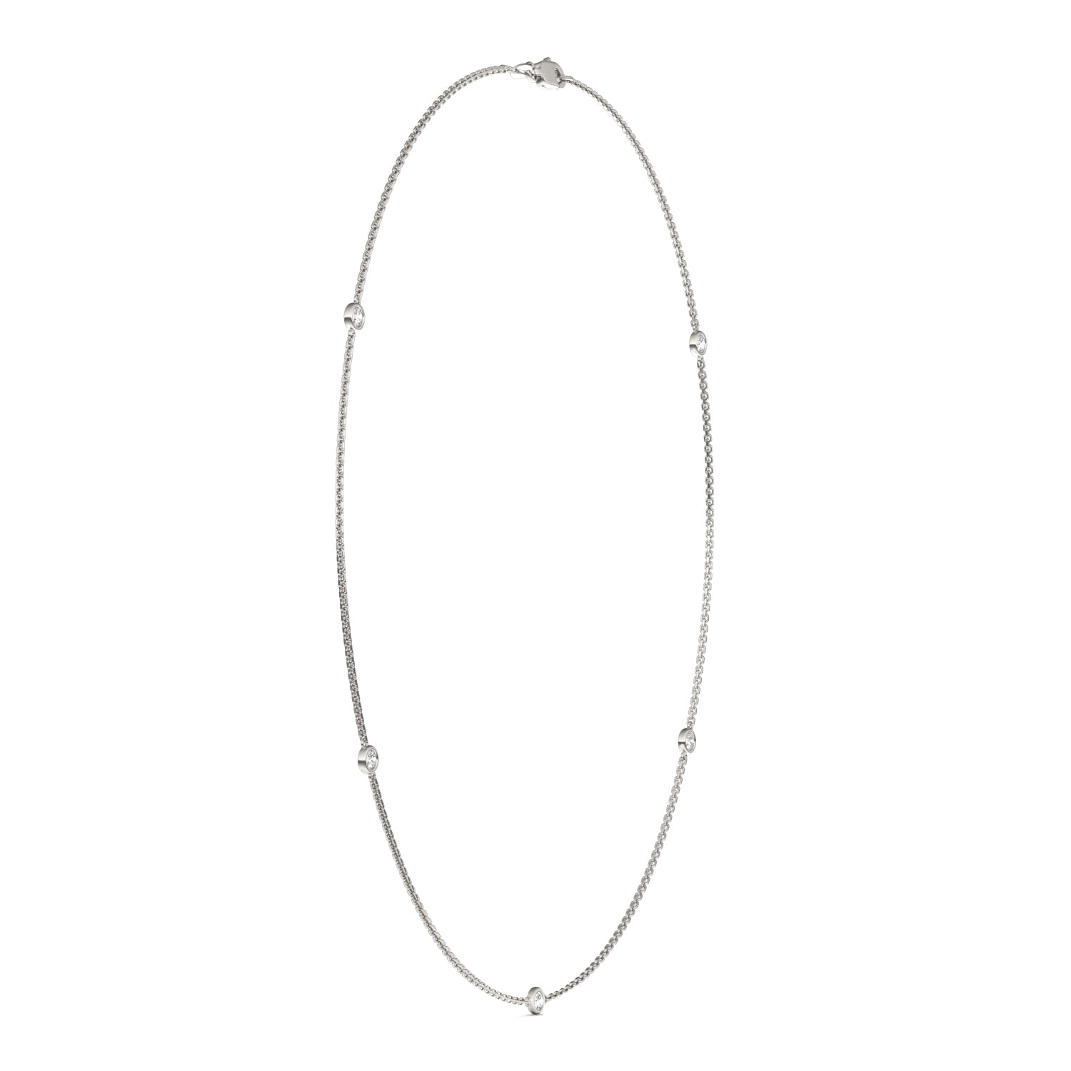 0.50 CTW DEW Round Moissanite Station Necklace in 925 Sterling Silver