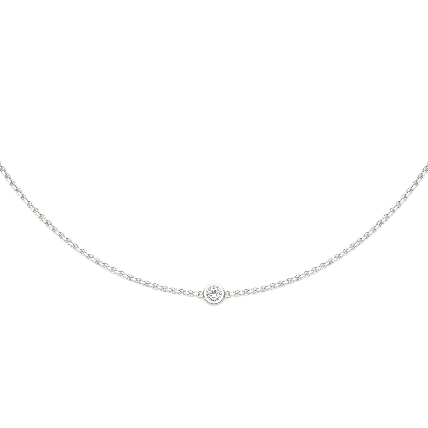 0.50 CTW DEW Round Moissanite Station Necklace in 925 Sterling Silver