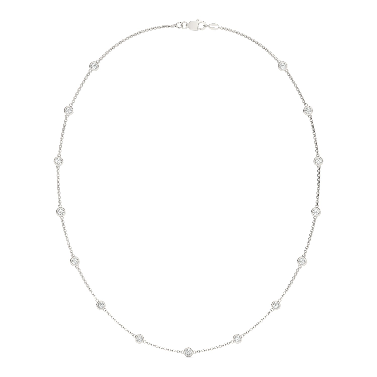 1.50 CTW DEW Round Moissanite 15-Stone Station Necklace in Sterling Silver