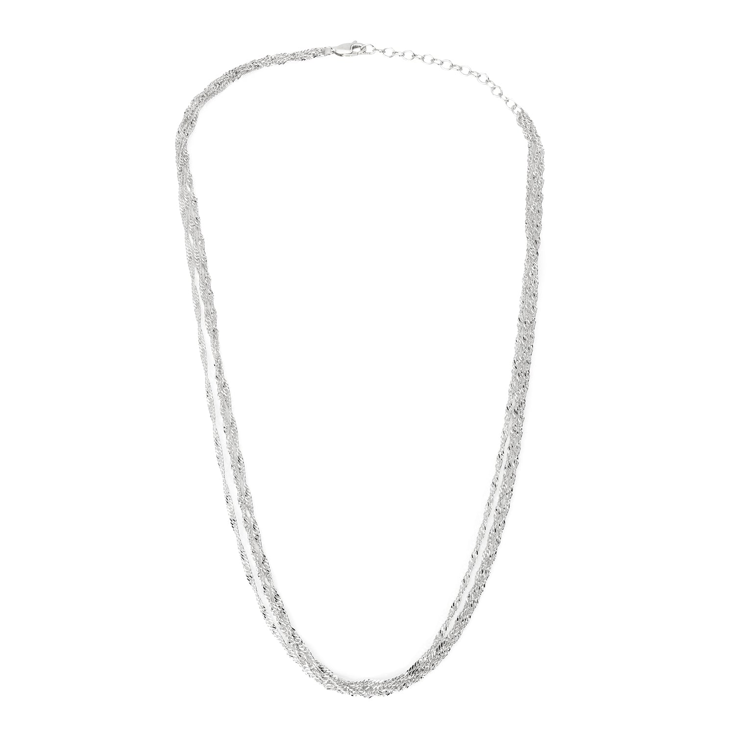 Three Row Necklace in 925 Sterling Silver