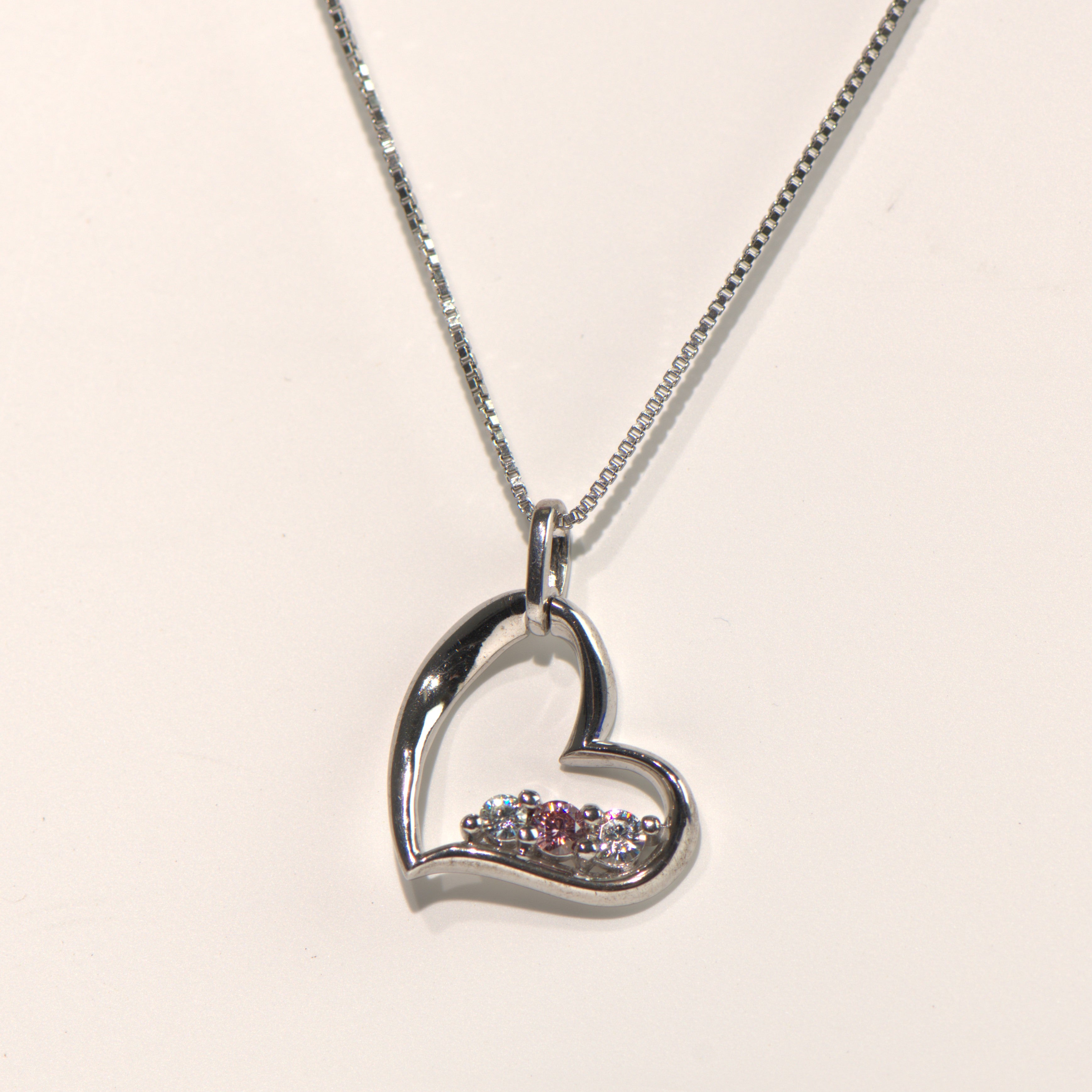 0.26 CTW DEW Round Moissanite Heart Necklace in 925 Sterling Silver