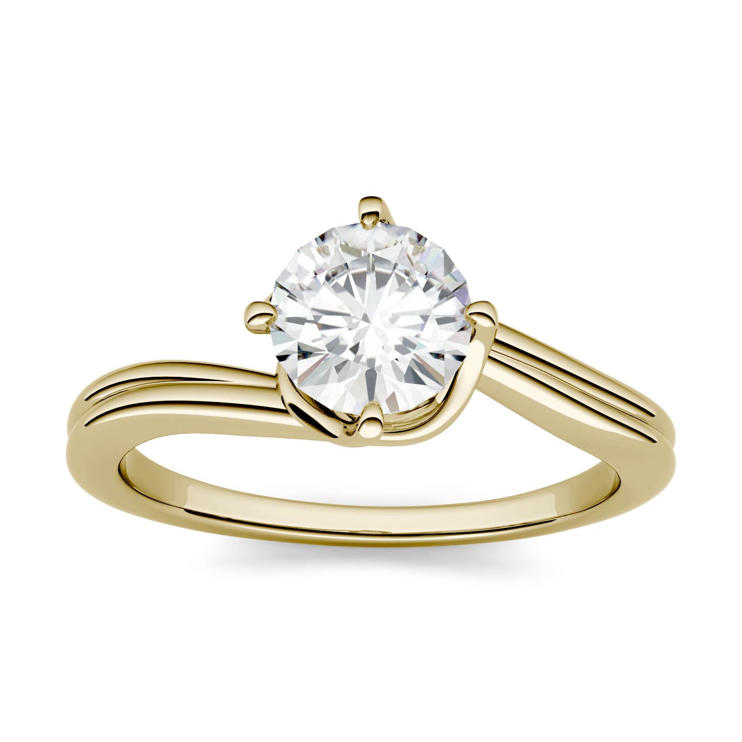 1.00 CTW DEW Round Moissanite Solitaire Engagement Ring in 14K Gold