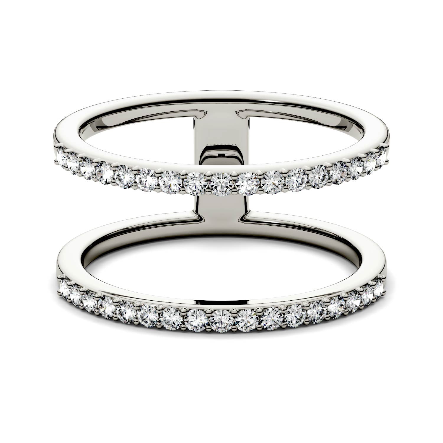 0.34 CTW DEW Double Row Moissanite Fashion Ring in 14K White Gold