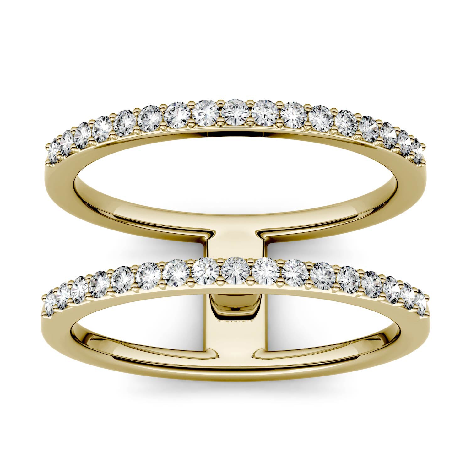 0.34 CTW DEW Moissanite Double Row Fashion Ring in 14K Yellow Gold