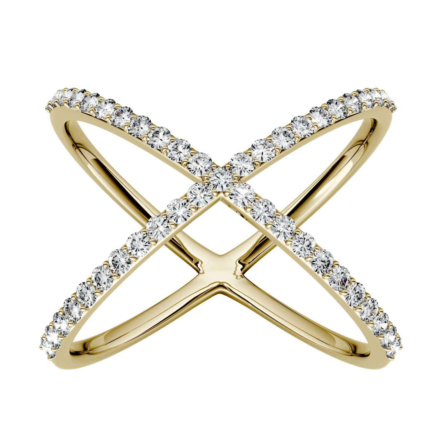 0.45 CTW DEW Crossover Moissanite Fashion Ring in 14K Yellow Gold