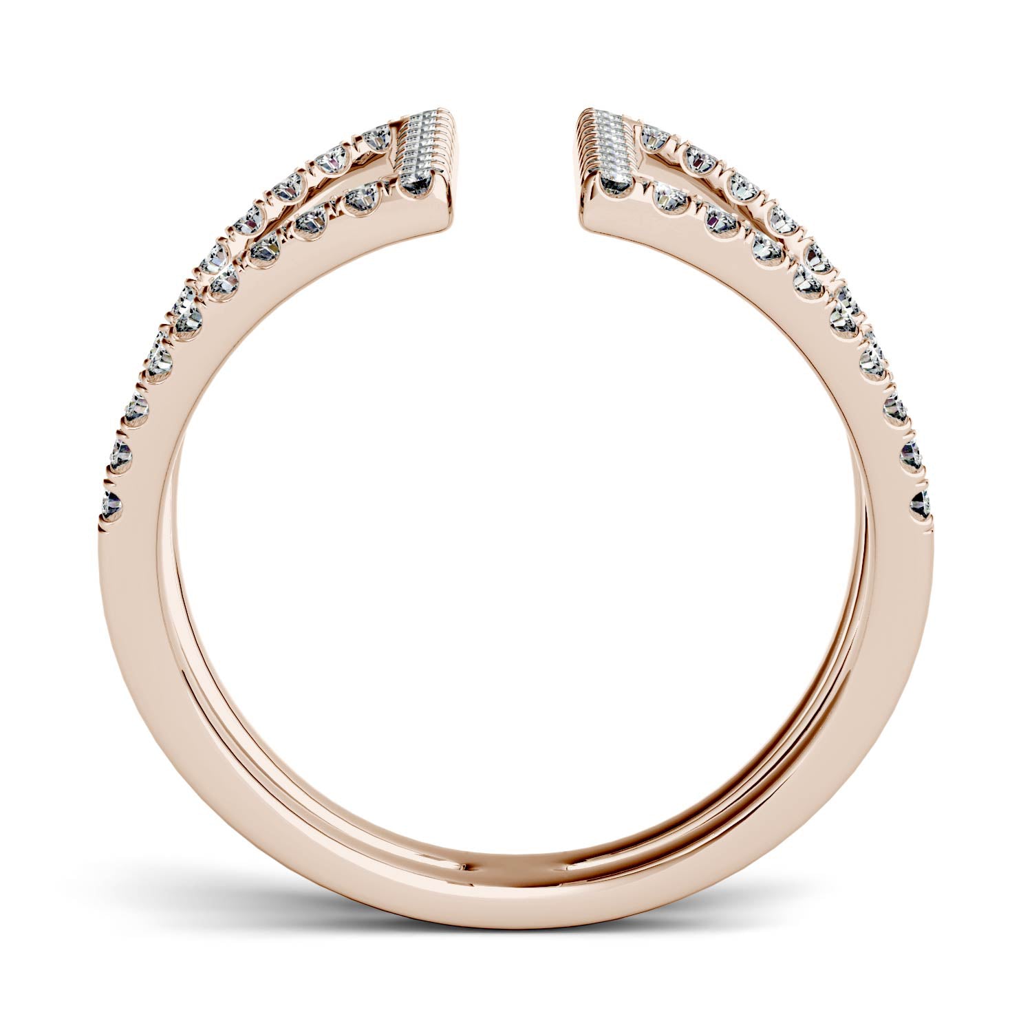 0.54 CTW DEW Moissanite Geometric Open Fashion Ring in 14K Rose Gold