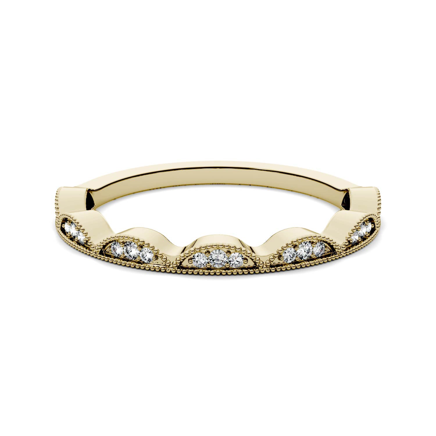 0.13 CTW DEW Moissanite Half Moon Stacker Band in 14K Gold