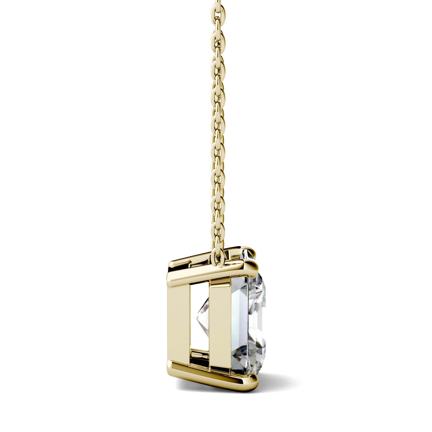 2.21 CTW DEW Asscher Moissanite Solitaire Pendant in 14K Yellow Gold