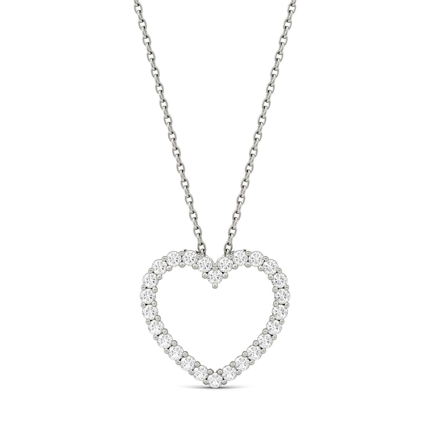 0.39 CTW DEW Moissanite Open Heart Pendant in 14K White Gold