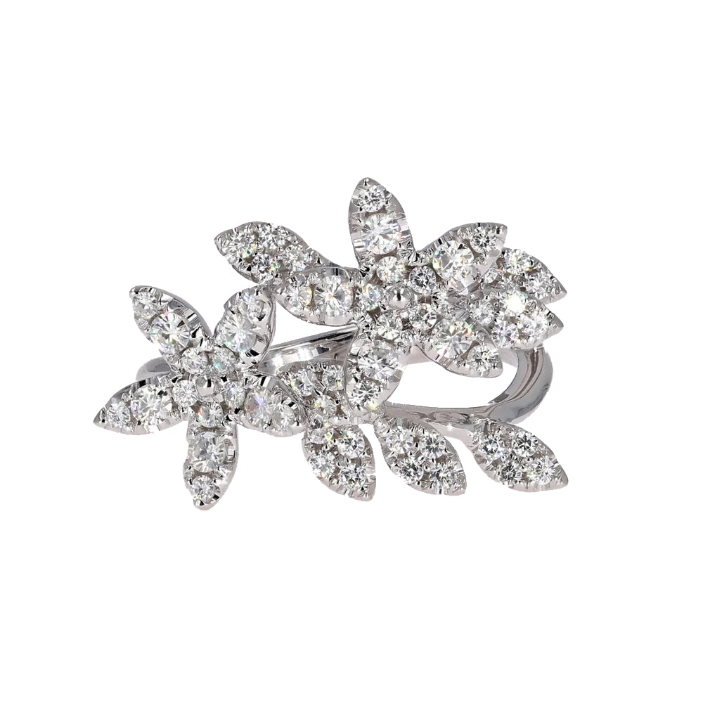 0.78 CTW DEW Moissanite Flower Fashion Ring in 14K White Gold