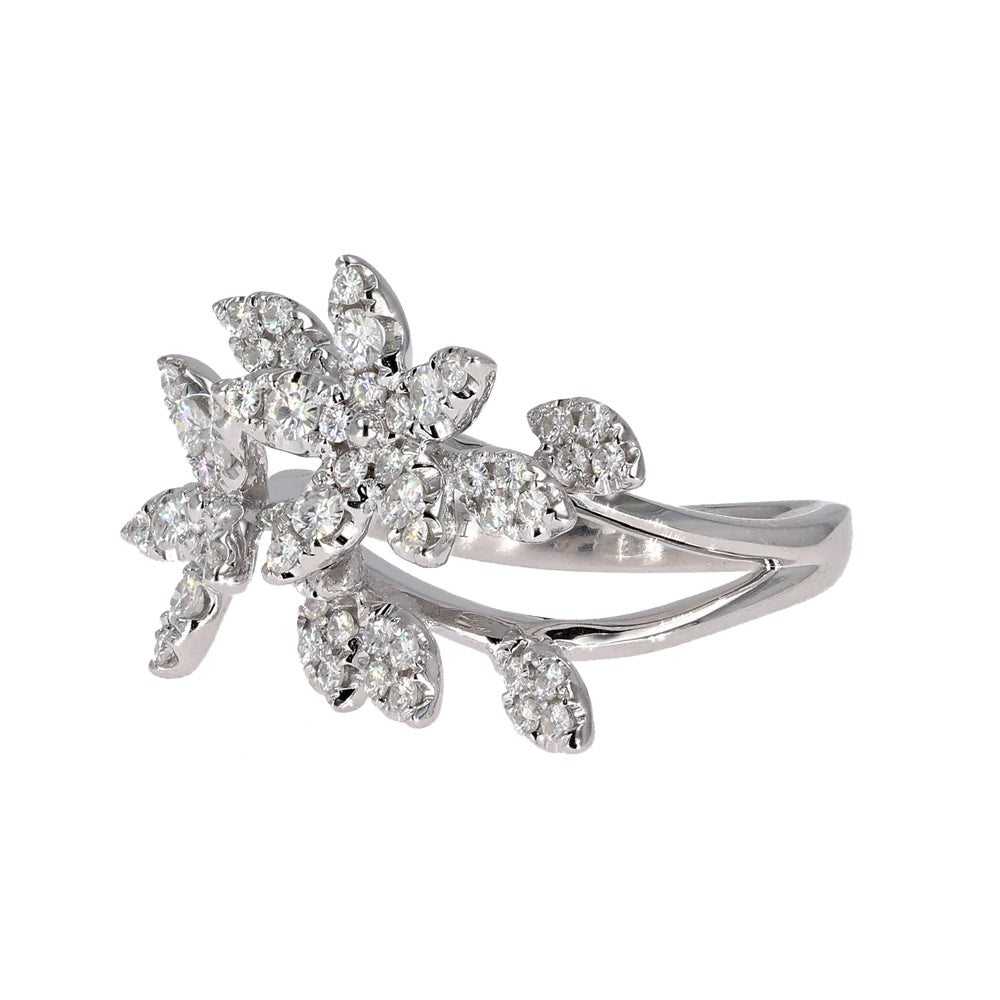 0.78 CTW DEW Moissanite Flower Fashion Ring in 14K White Gold