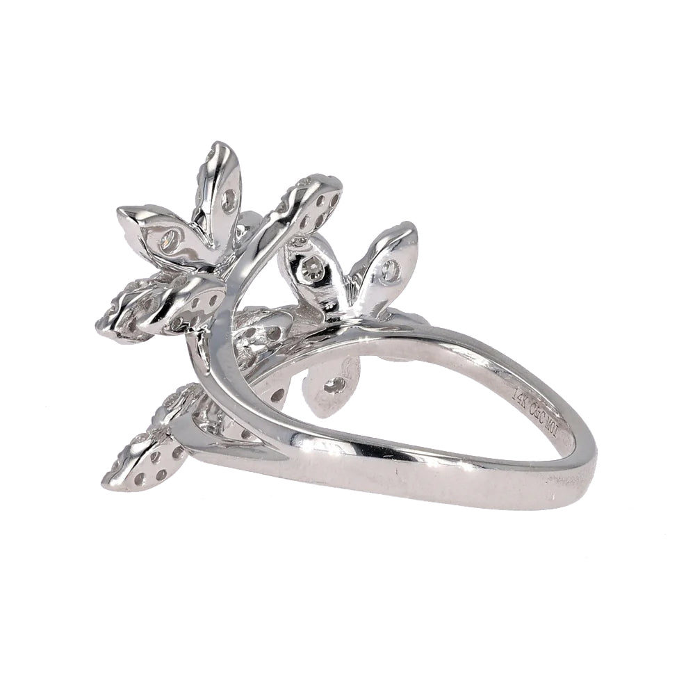 0.78 CTW DEW Moissanite Flower Fashion Ring in 14K White Gold