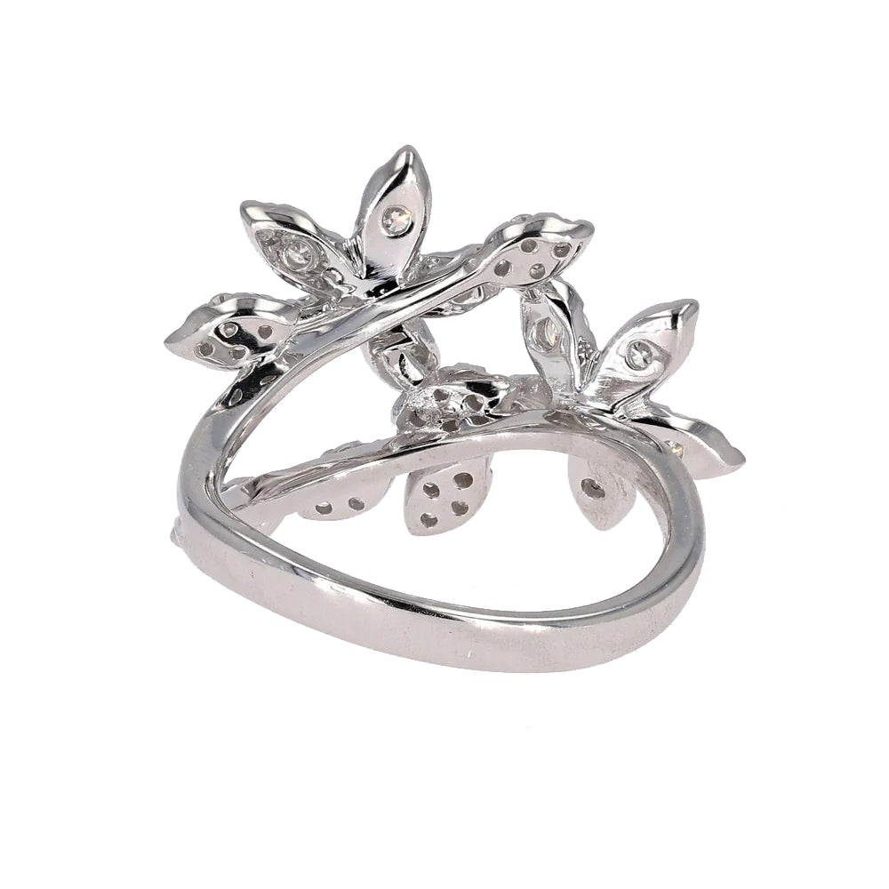 0.78 CTW DEW Moissanite Flower Fashion Ring in 14K White Gold