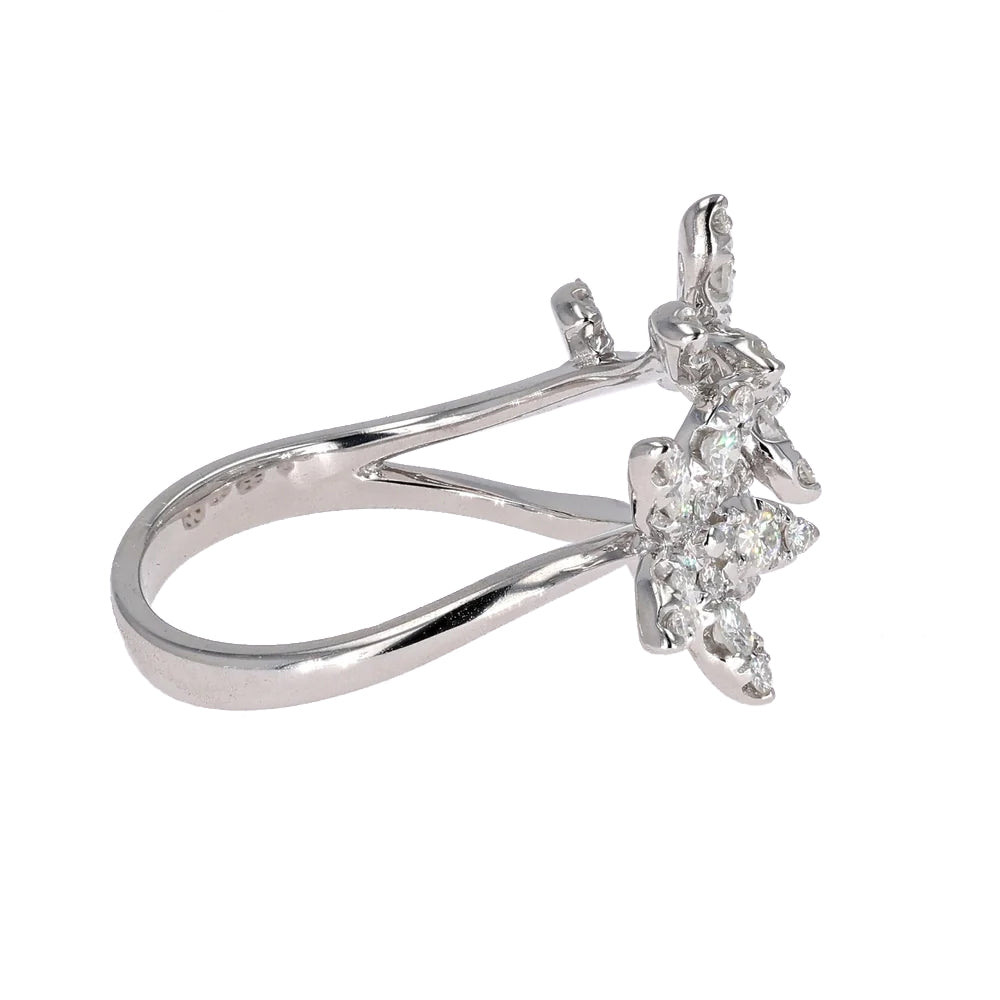 0.78 CTW DEW Moissanite Flower Fashion Ring in 14K White Gold