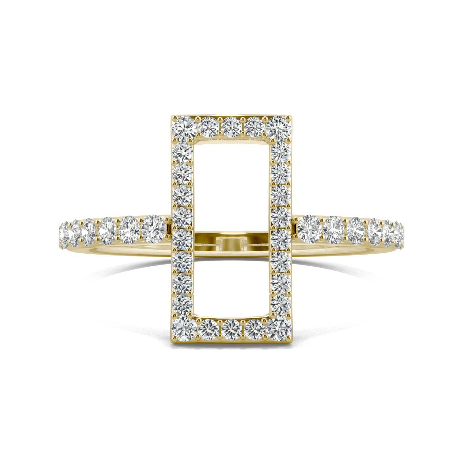 0.45 CTW DEW Round Moissanite Geometric Ring in 14K Yellow Gold