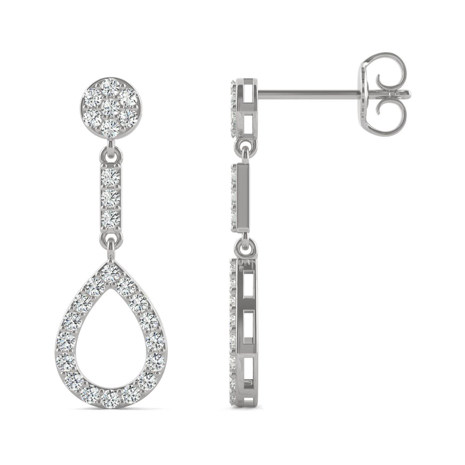 0.52 CTW DEW Moissanite Dangle Drop Earrings in 14K White Gold