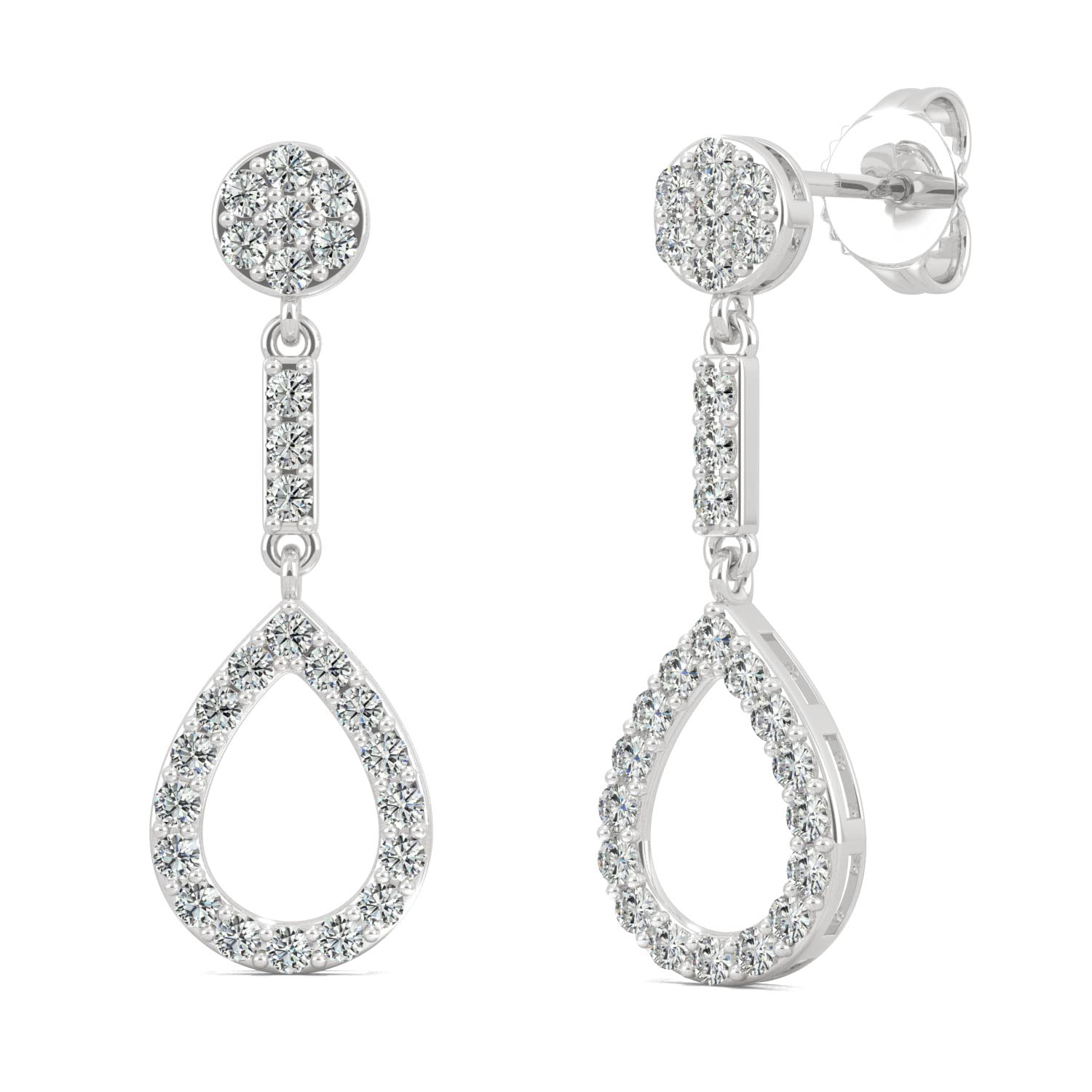 0.52 CTW DEW Moissanite Dangle Drop Earrings in 14K White Gold