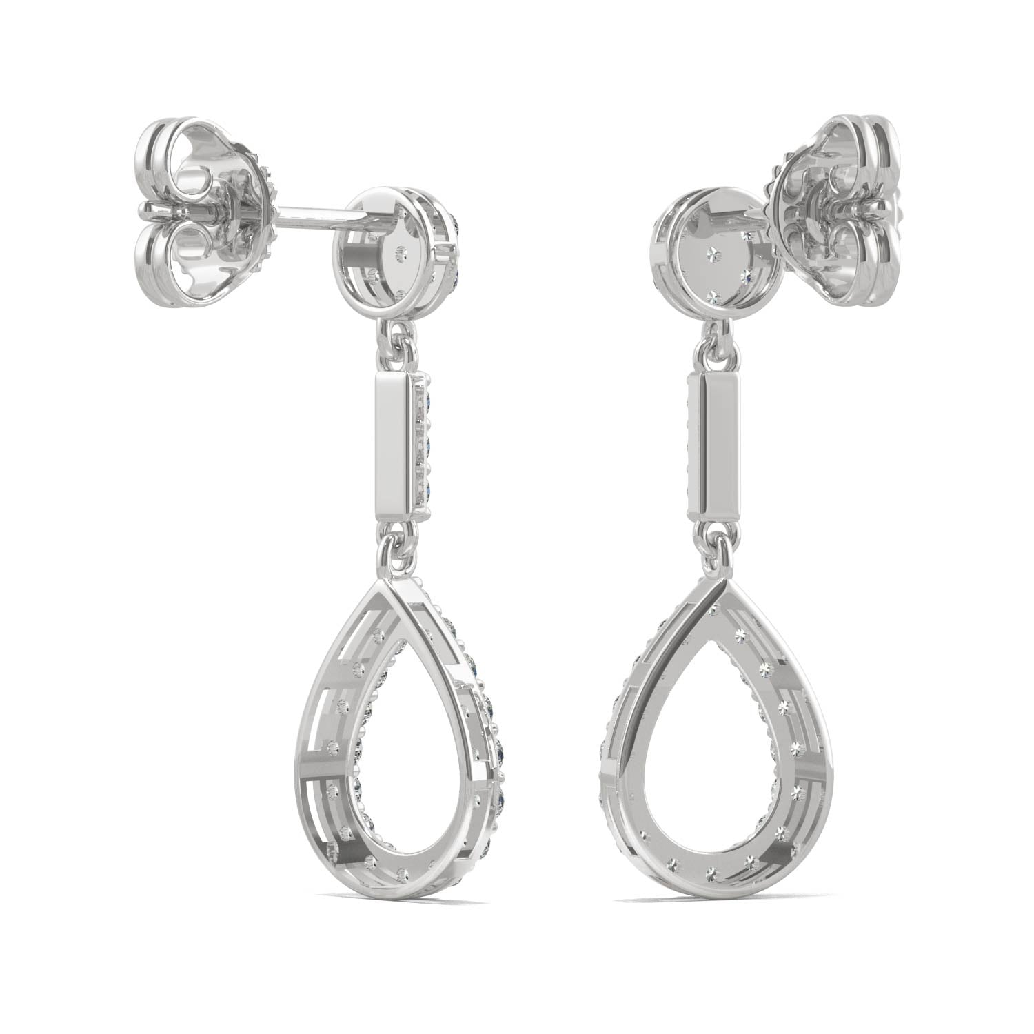 0.52 CTW DEW Moissanite Dangle Drop Earrings in 14K White Gold