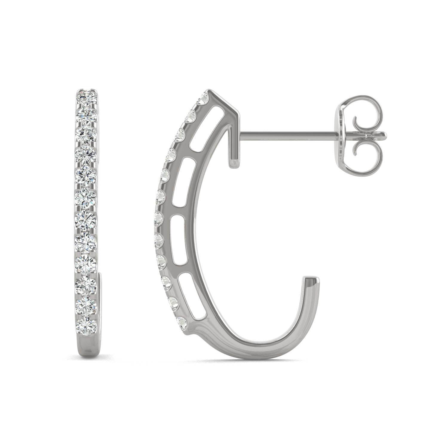 0.24 CTW DEW Moissanite Petite J-Hoop Earrings in 14K White Gold