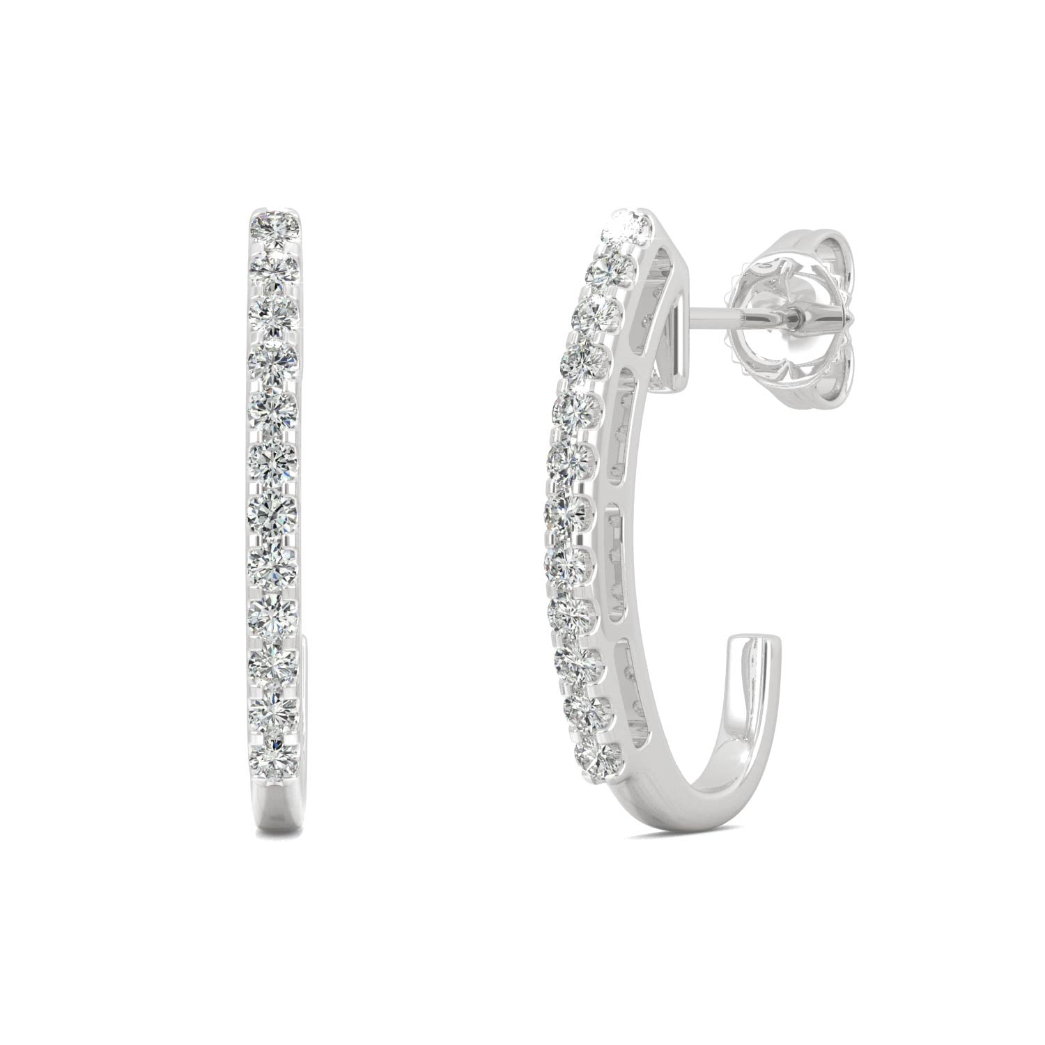 0.24 CTW DEW Moissanite Petite J-Hoop Earrings in 14K White Gold