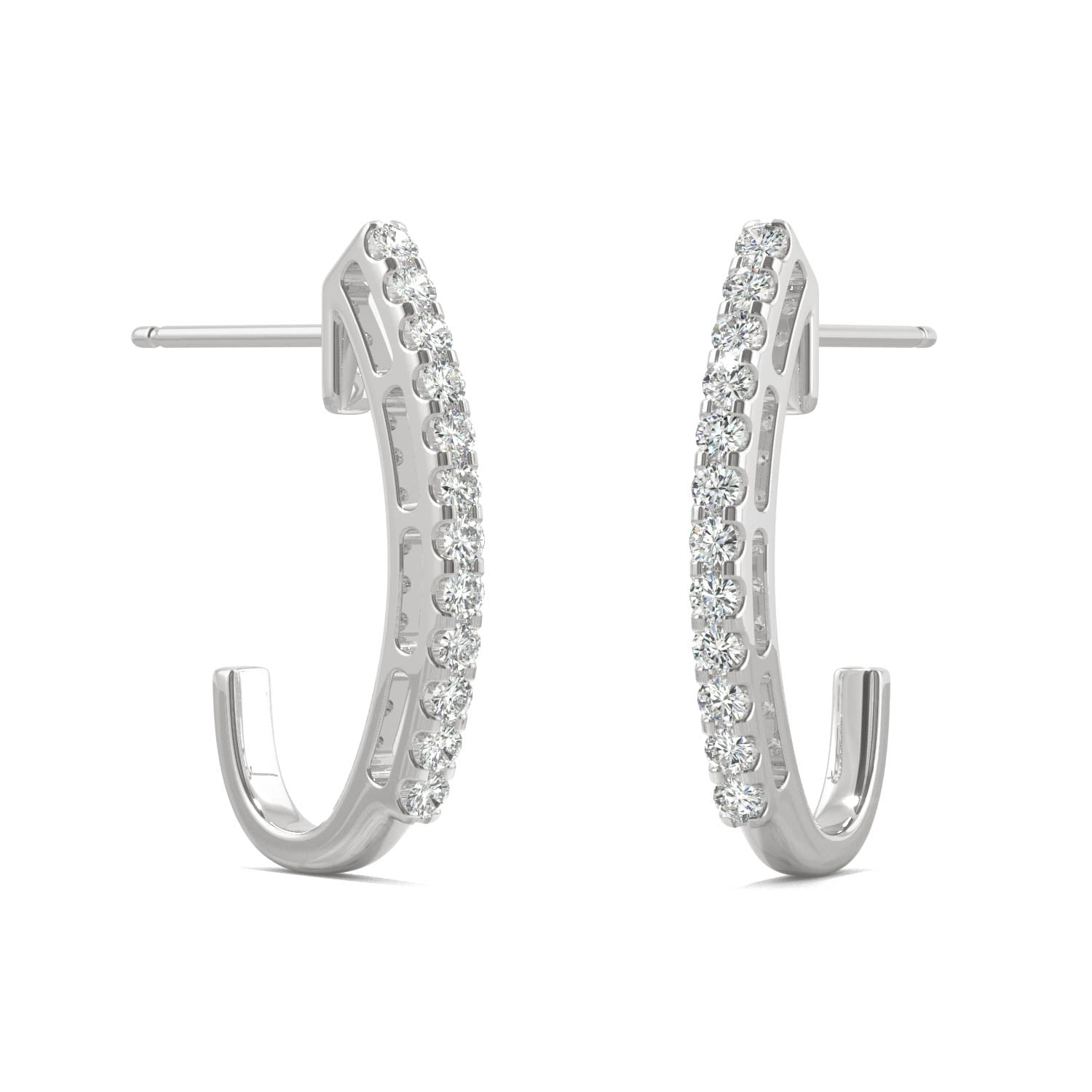 0.24 CTW DEW Moissanite Petite J-Hoop Earrings in 14K White Gold