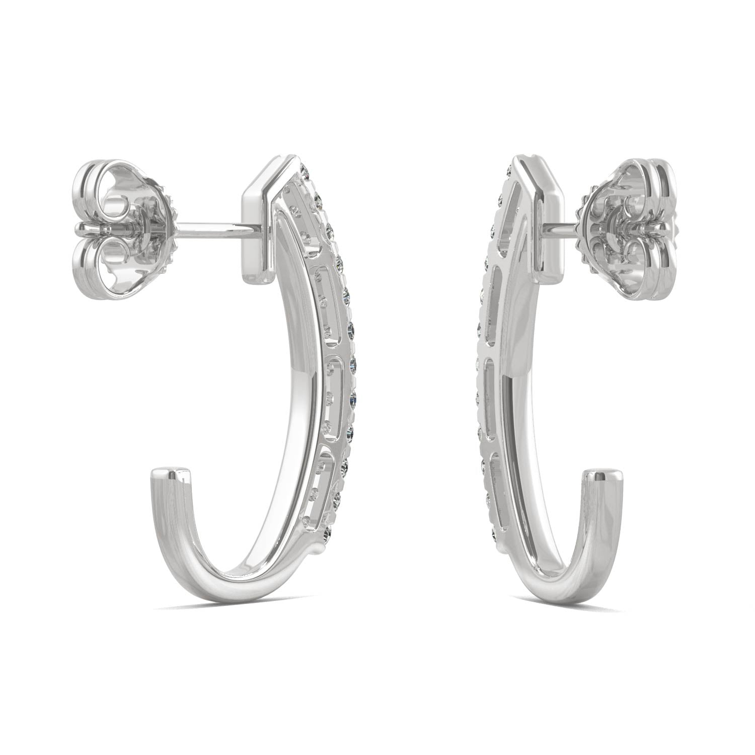 0.24 CTW DEW Moissanite Petite J-Hoop Earrings in 14K White Gold