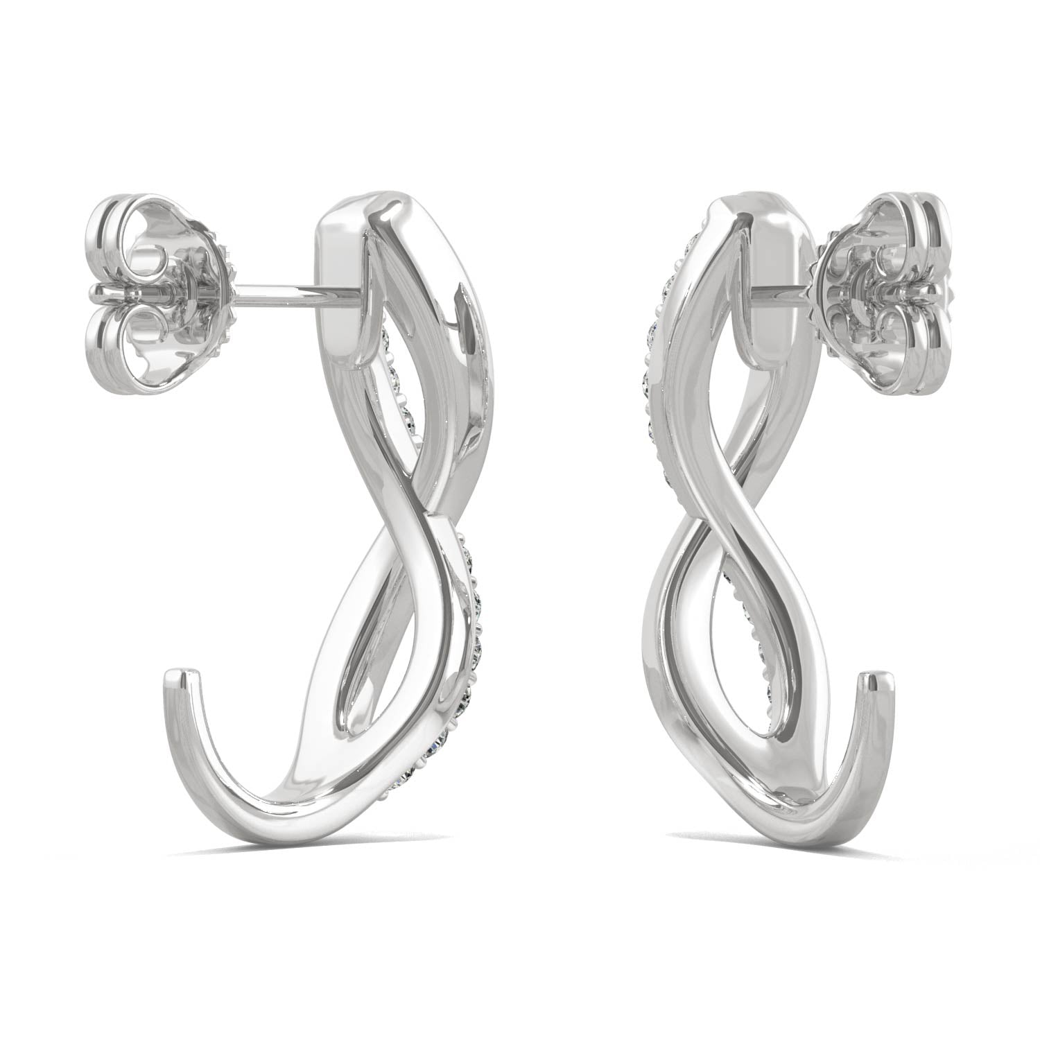 0.16 CTW DEW Moissanite Infinity J-Hoop Earrings in 14K White Gold