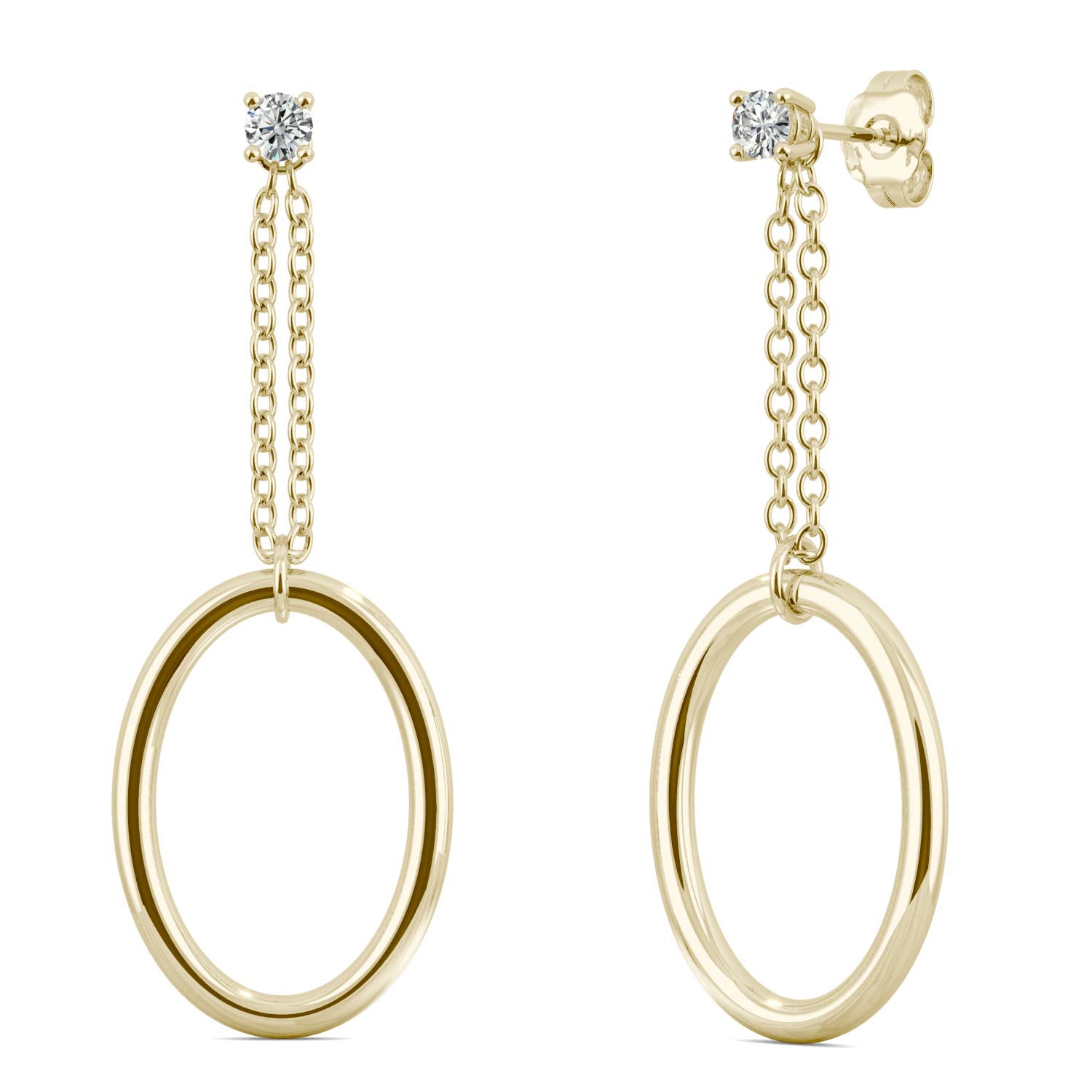 0.20 CTW DEW Moissanite Oval Drop Earrings in 14K Yellow Gold