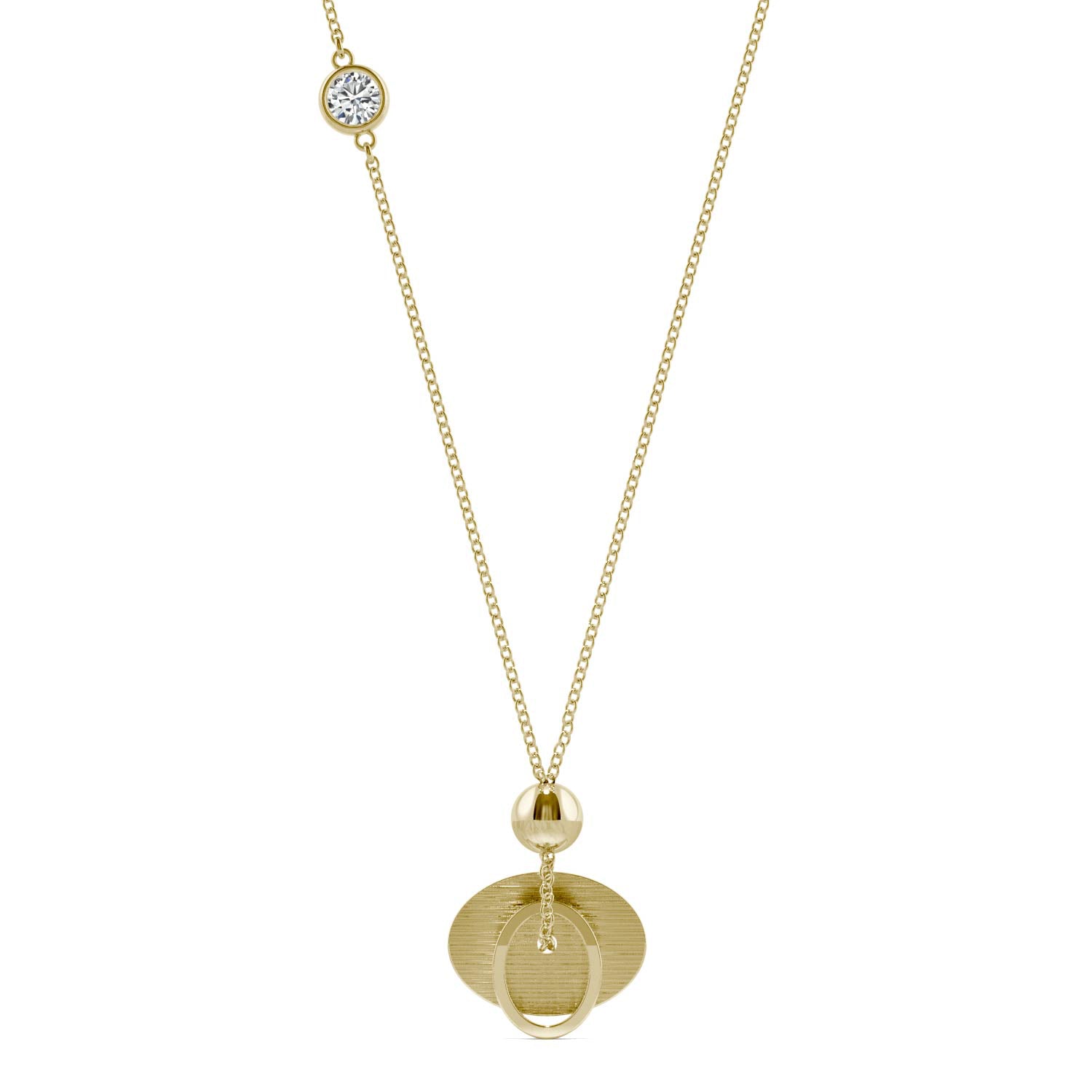 0.10 CTW DEW Moissanite Oval Disc Pendant in 14K Yellow Gold