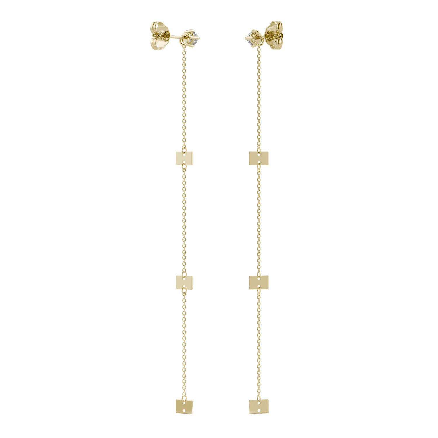 0.20 CTW DEW Moissanite Trio Drop Earrings in 14K Yellow Gold