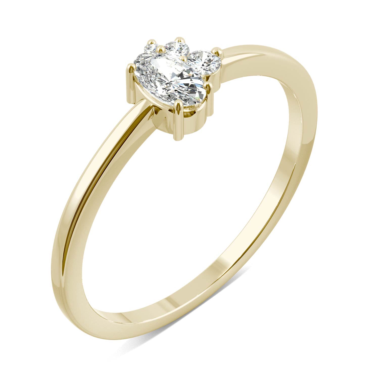 0.31 CTW DEW Oval Moissanite Fashion Ring in 14K Yellow Gold