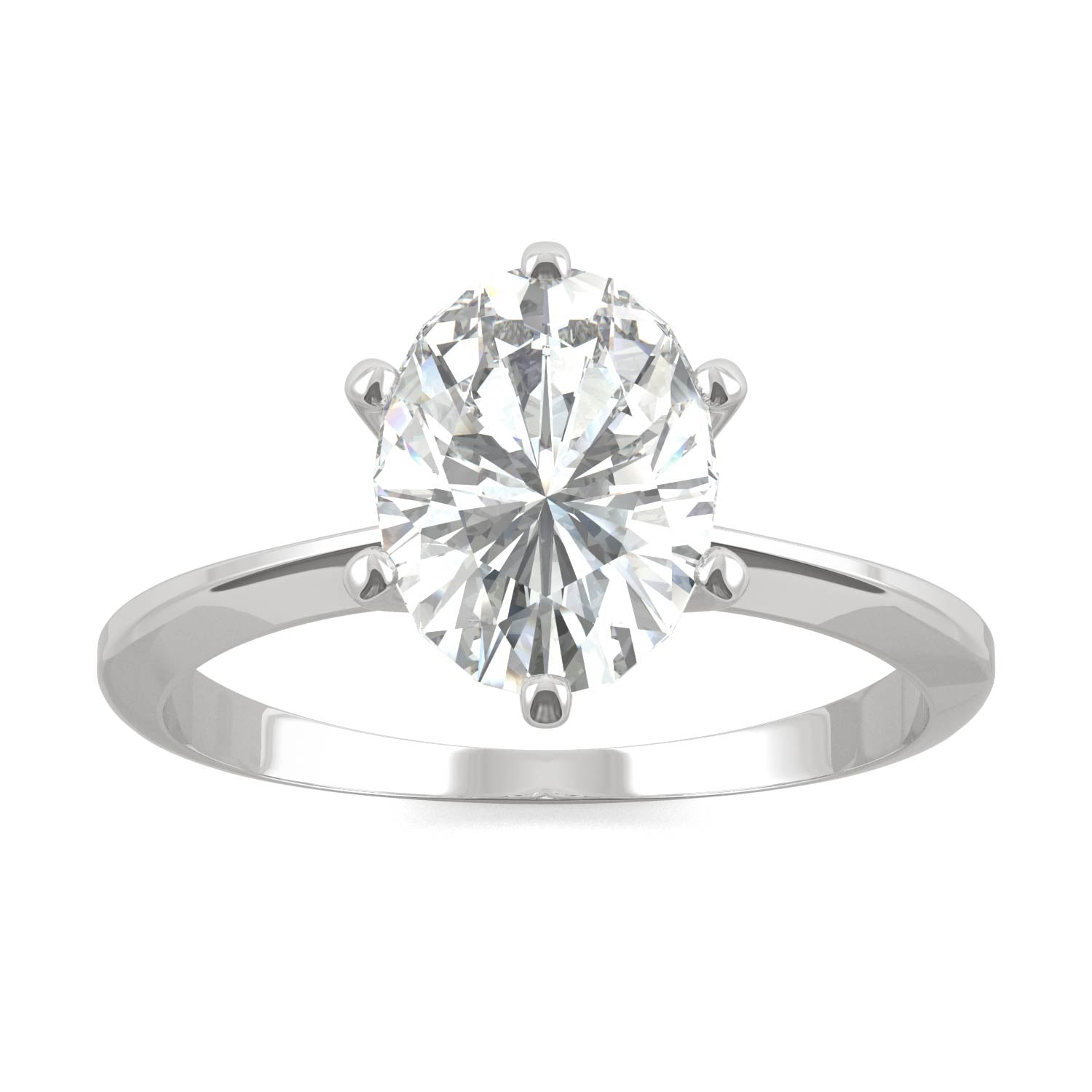 2.10 CTW DEW Oval Moissanite Six-Prong Solitaire Engagement Ring in 14K White Gold