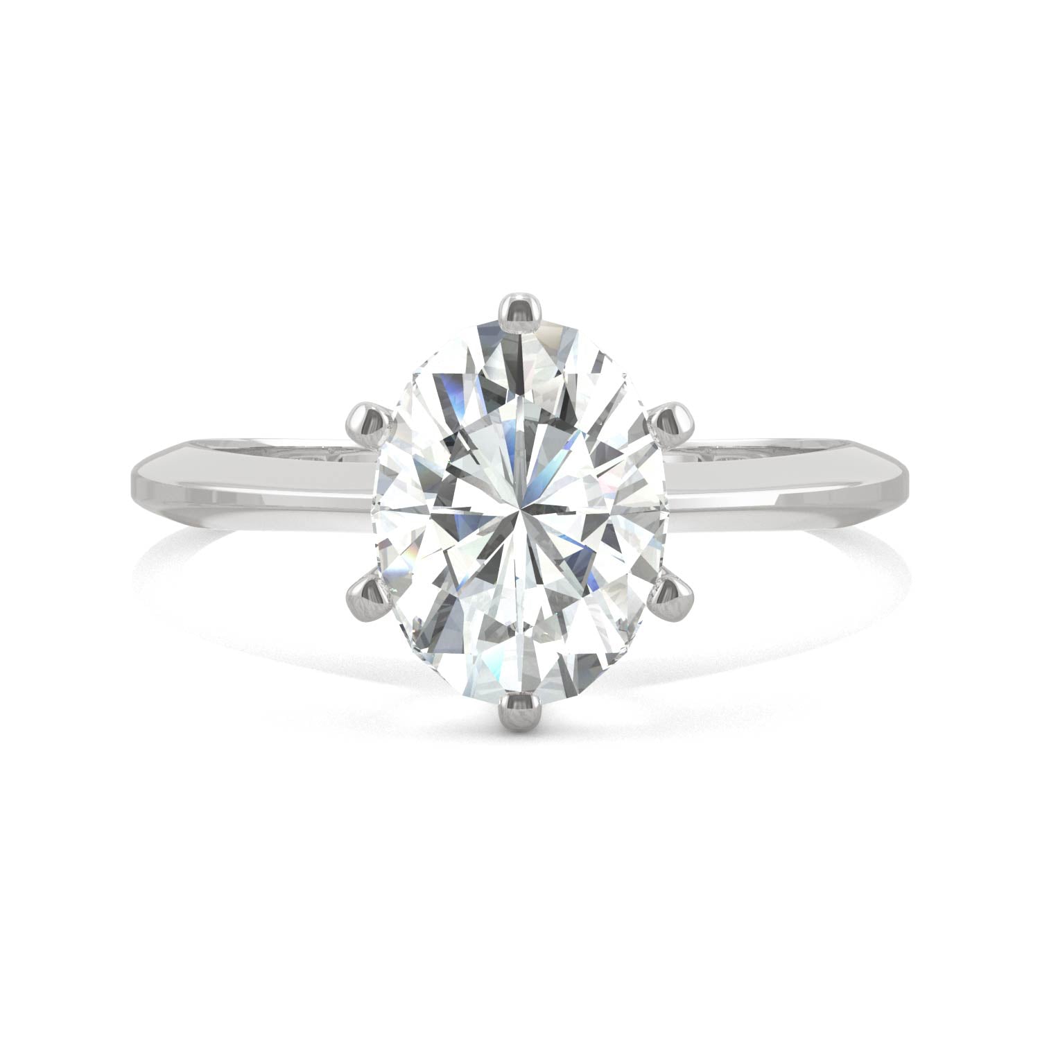 2.10 CTW DEW Oval Moissanite Six-Prong Solitaire Engagement Ring in 14K White Gold