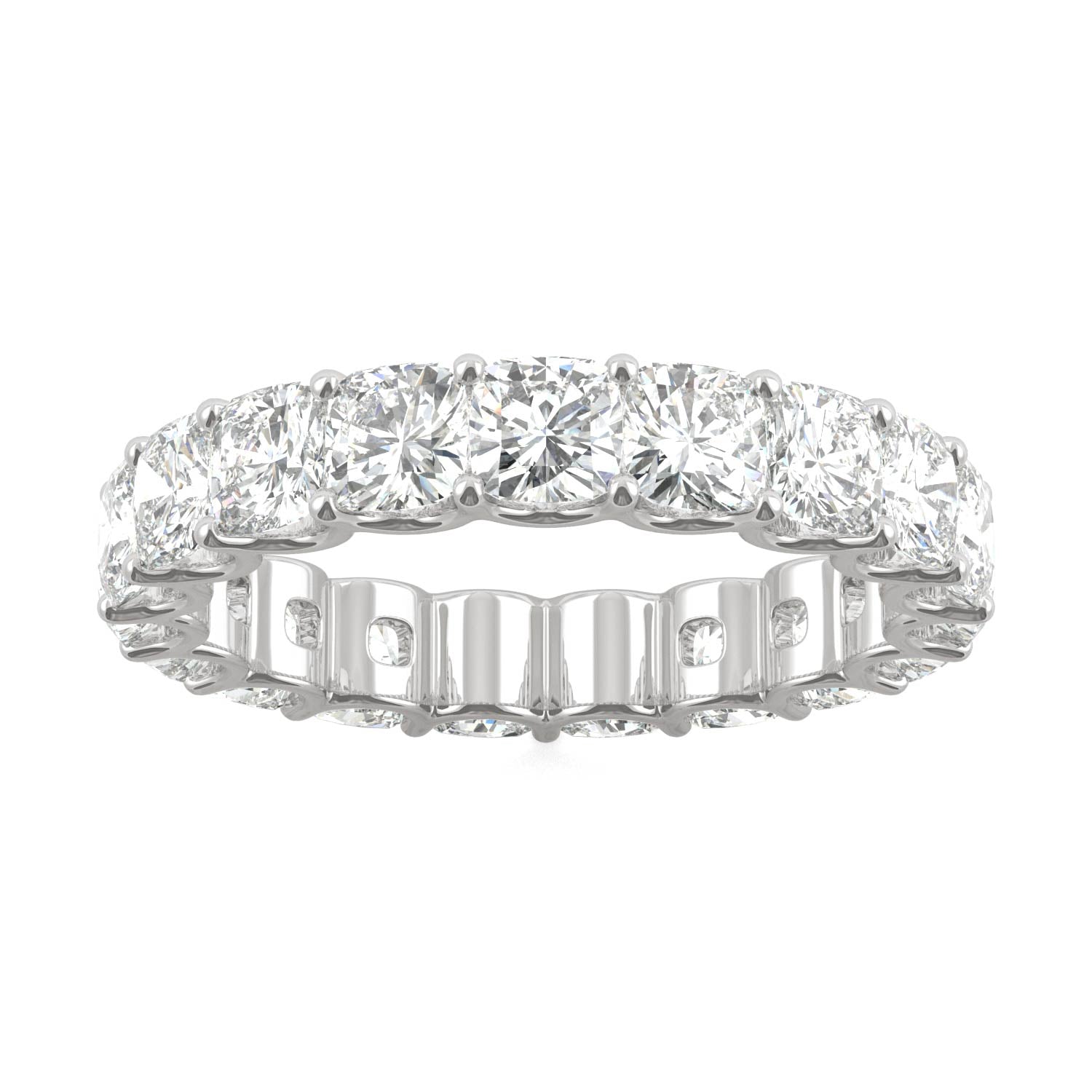 4.18 CTW DEW Cushion Moissanite Eternity Band in 14K White Gold