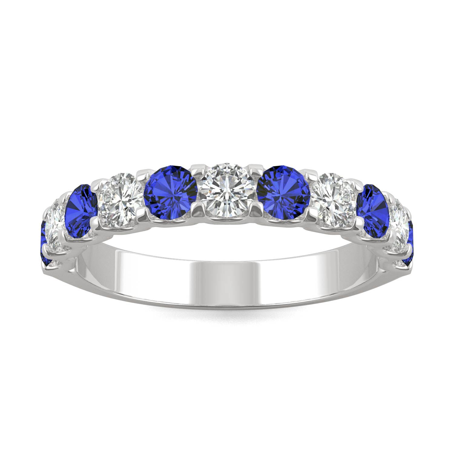 1.58 CTW DEW Round Sapphire Stackable Ring in 14K White Gold