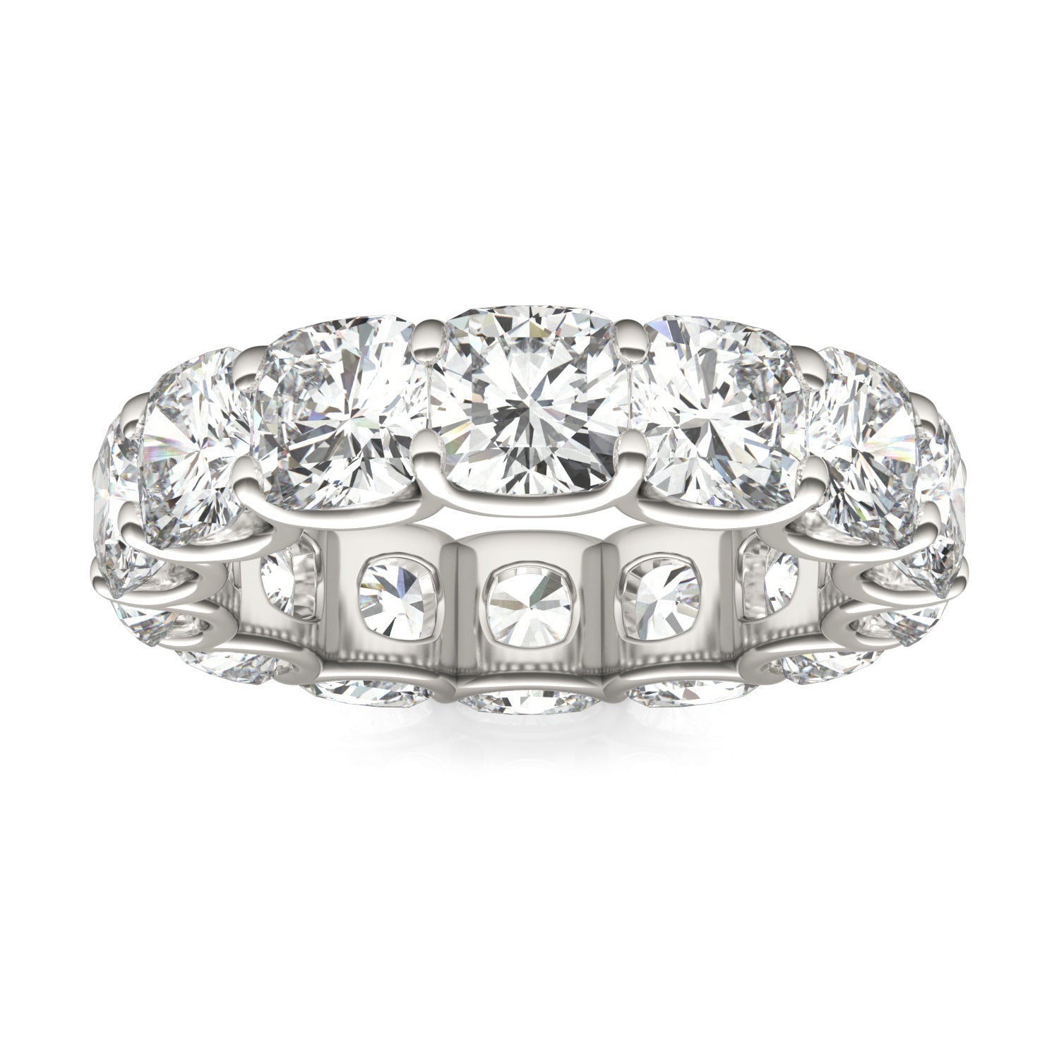 8.50 CTW DEW Cushion Moissanite Eternity Ring in 14K White Gold