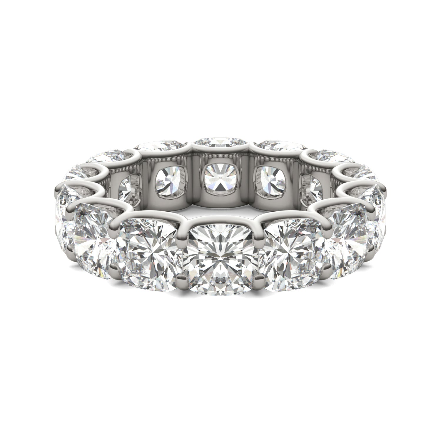 8.50 CTW DEW Cushion Moissanite Eternity Ring in 14K White Gold