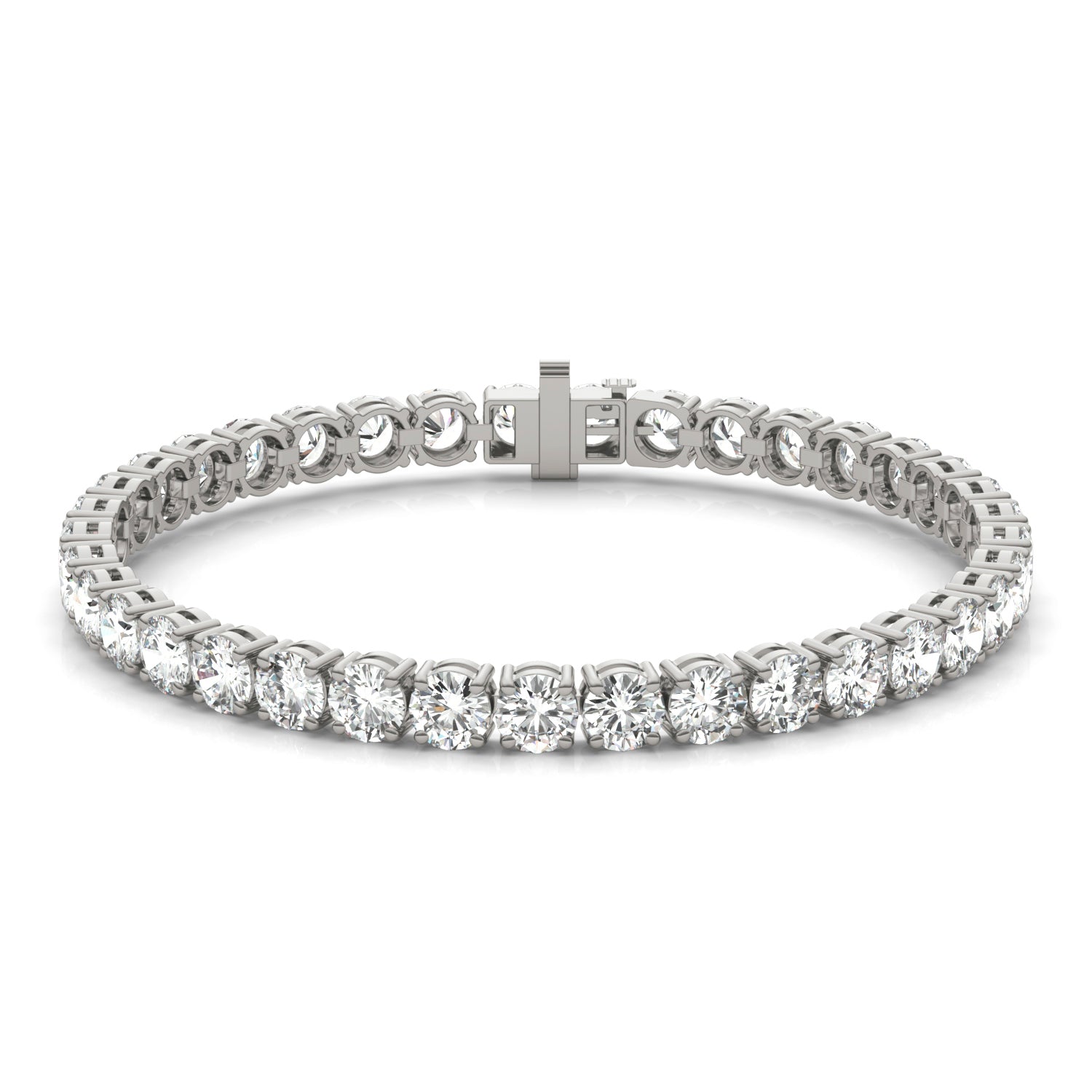 12.21 CTW DEW Round Moissanite Four Prong Tennis Bracelet in Sterling Silver