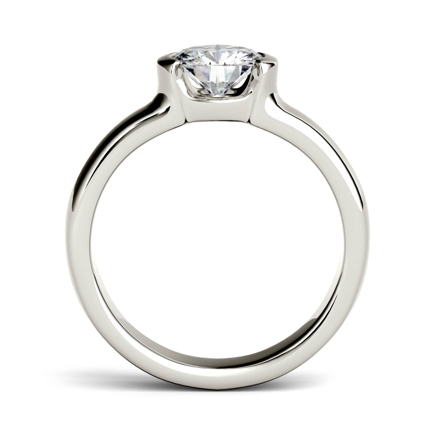 1.00 CTW DEW Round Moissanite Engagement Ring in 14K White Gold