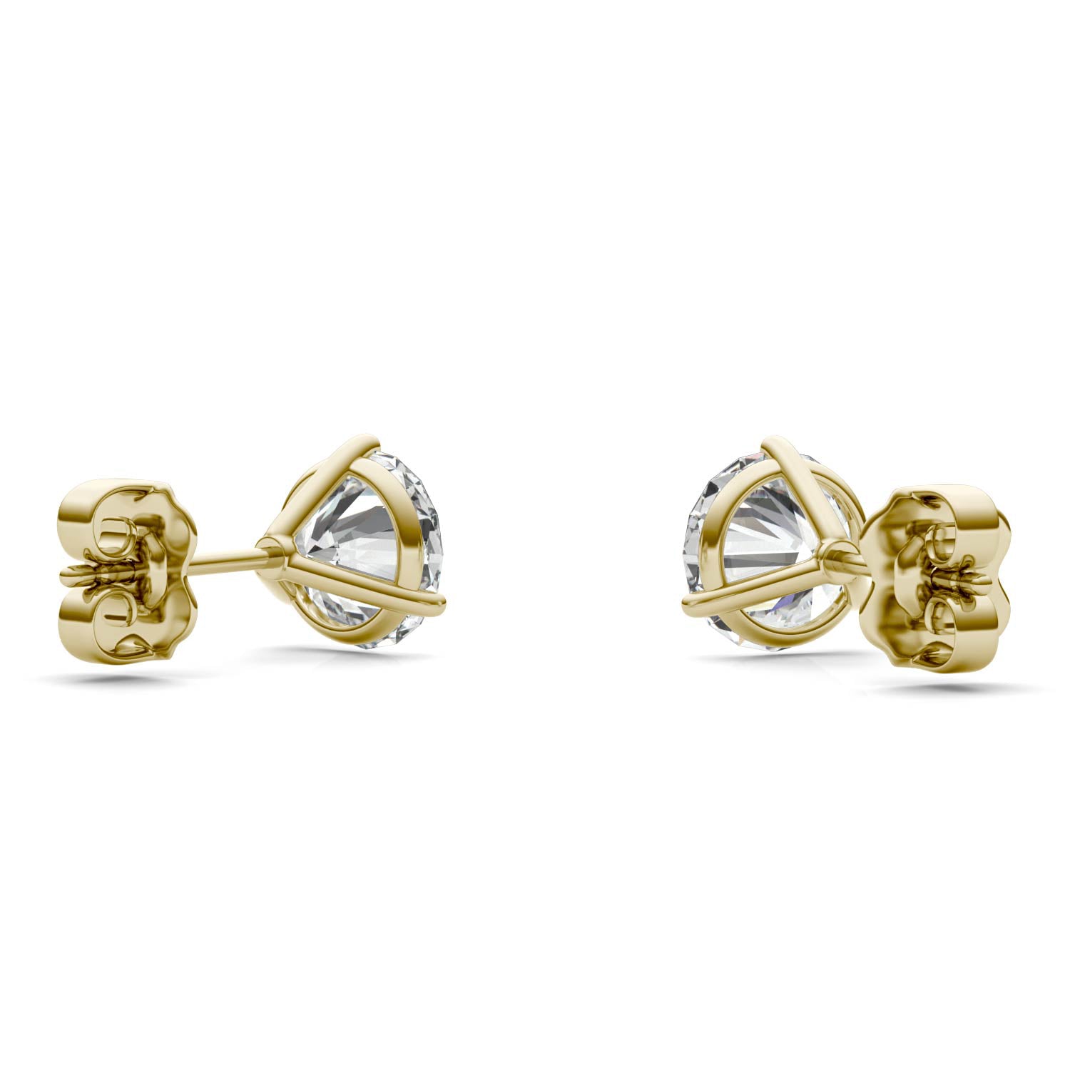 3.00 CTW DEW Round Moissanite Stud Earrings in 14K Yellow Gold