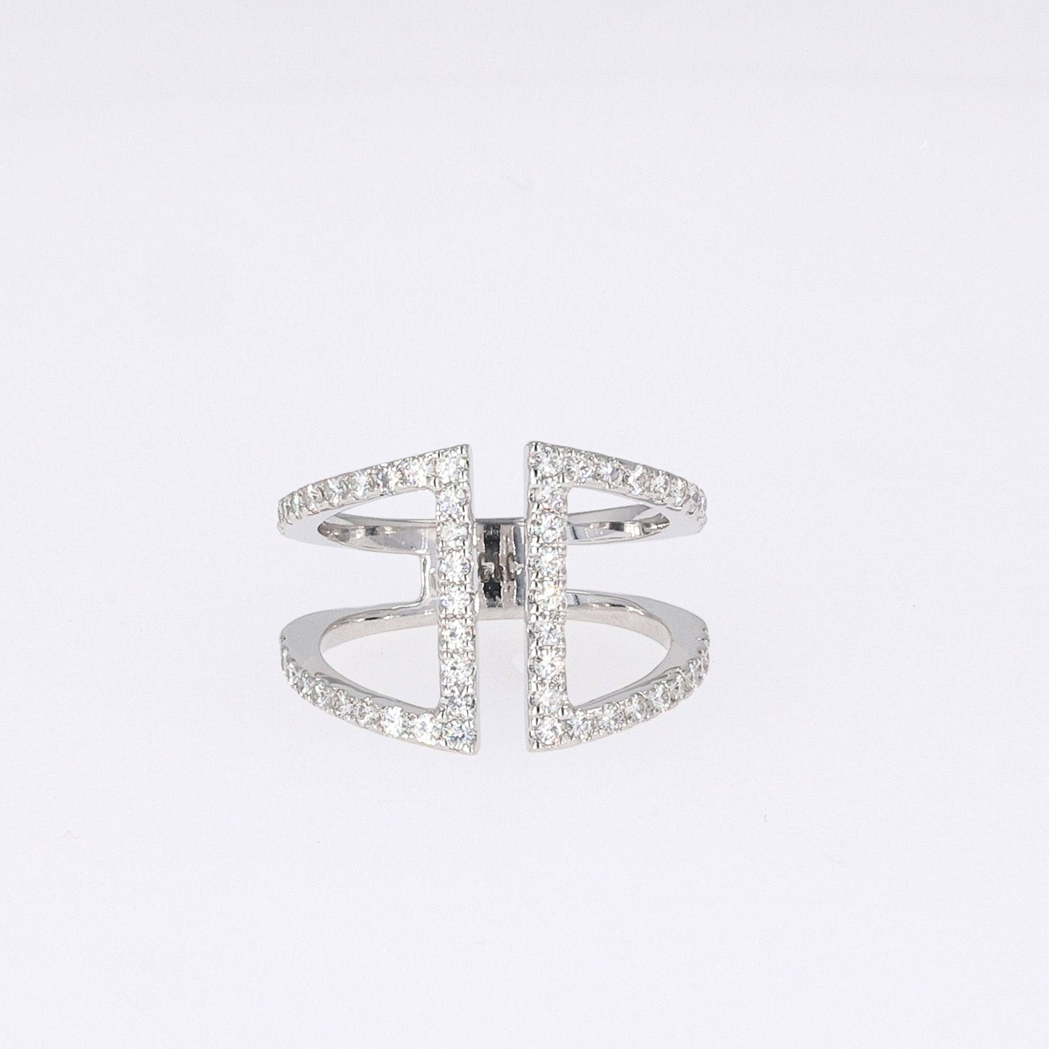 0.54 CTW DEW Round Near-Colorless Moissanite Fashion Ring in 14K White Gold