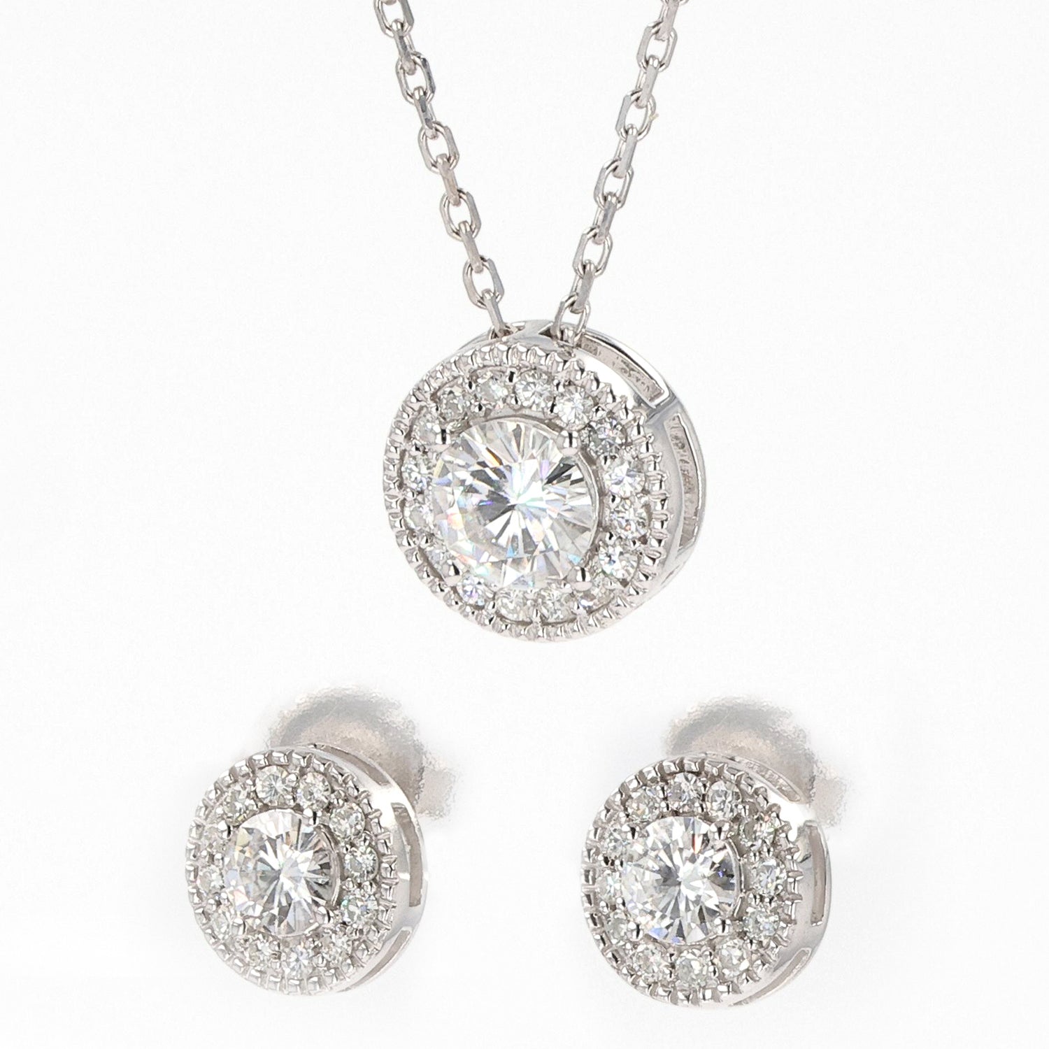 Moissanite Necklace And shops Diamond Earrings Bundle