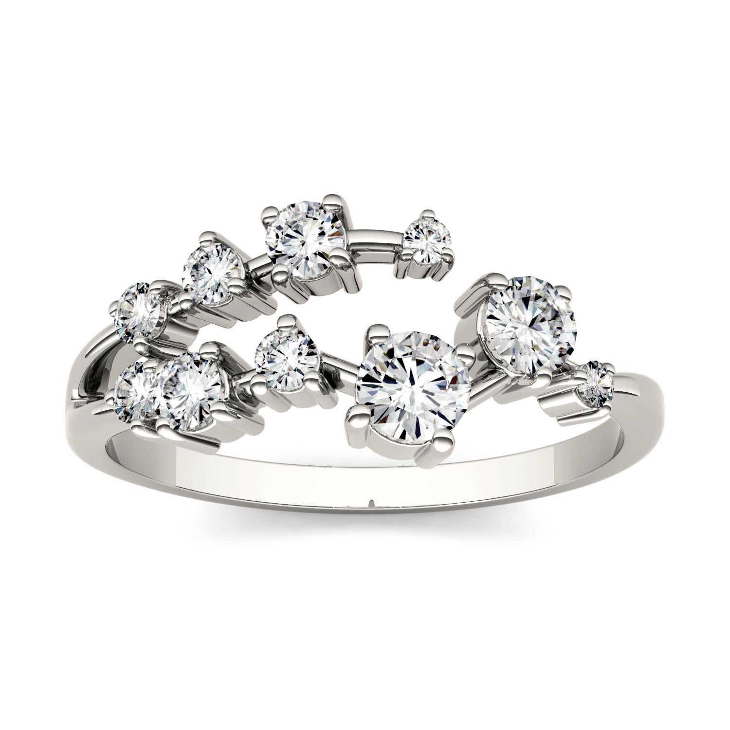 0.50 CTW DEW Round Moissanite Galaxy Ring in 14K White Gold